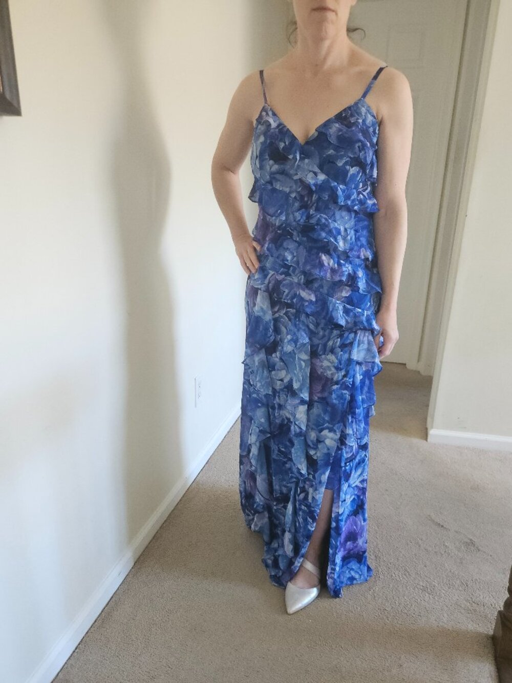 ELIZA J RUFFLED GOWN FOR PROM, WEDDING, FORMAL SIZE 8